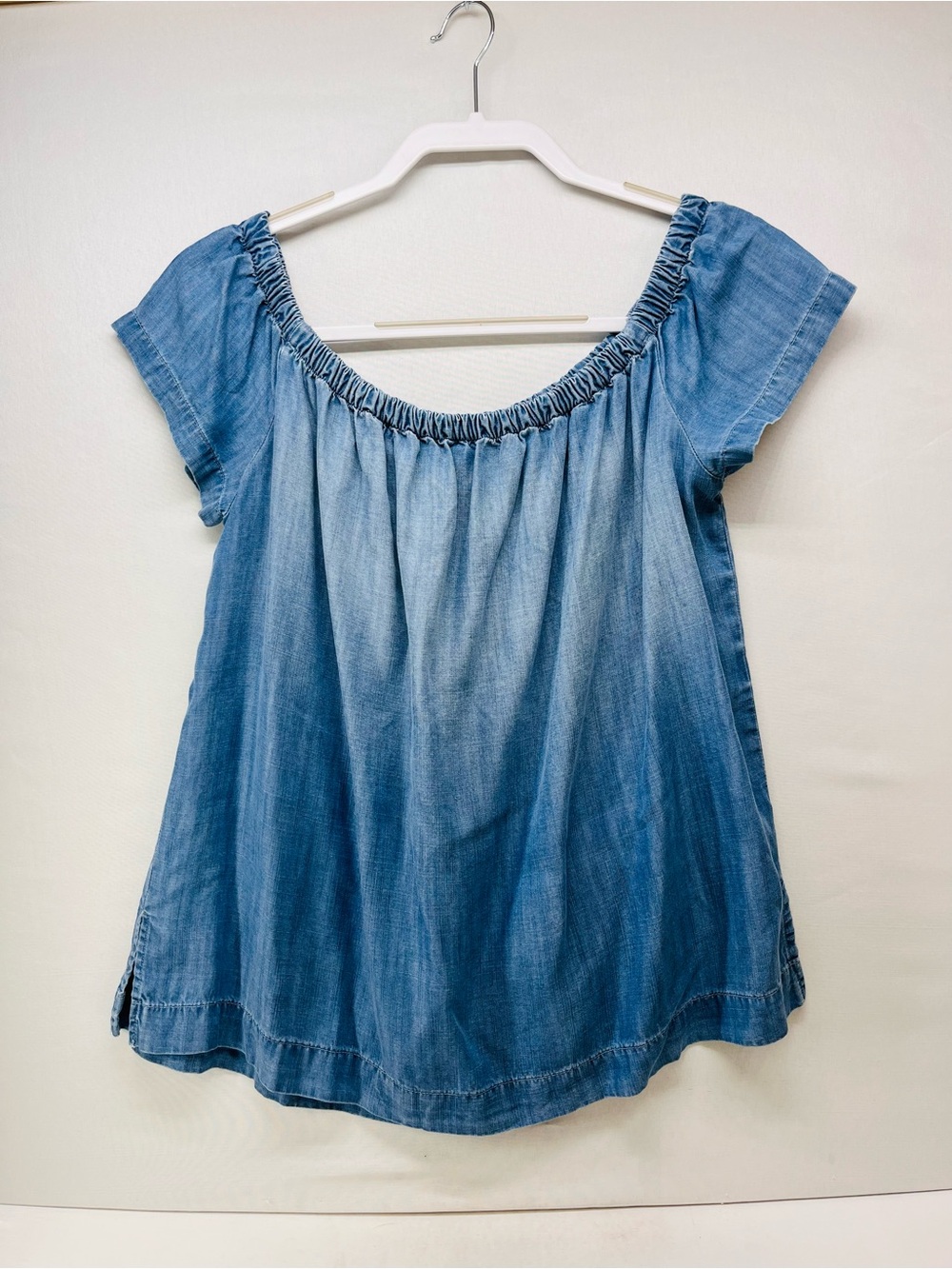 cloth & stone Light Blue Off-Shoulder Chambray Tunic